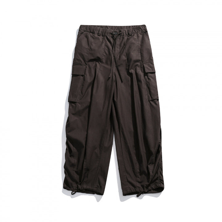 Unisex Weite Utility-Cargo-Hose mit Tunnelzugbund, Multifunktionstaschen und Saumkordel Drune