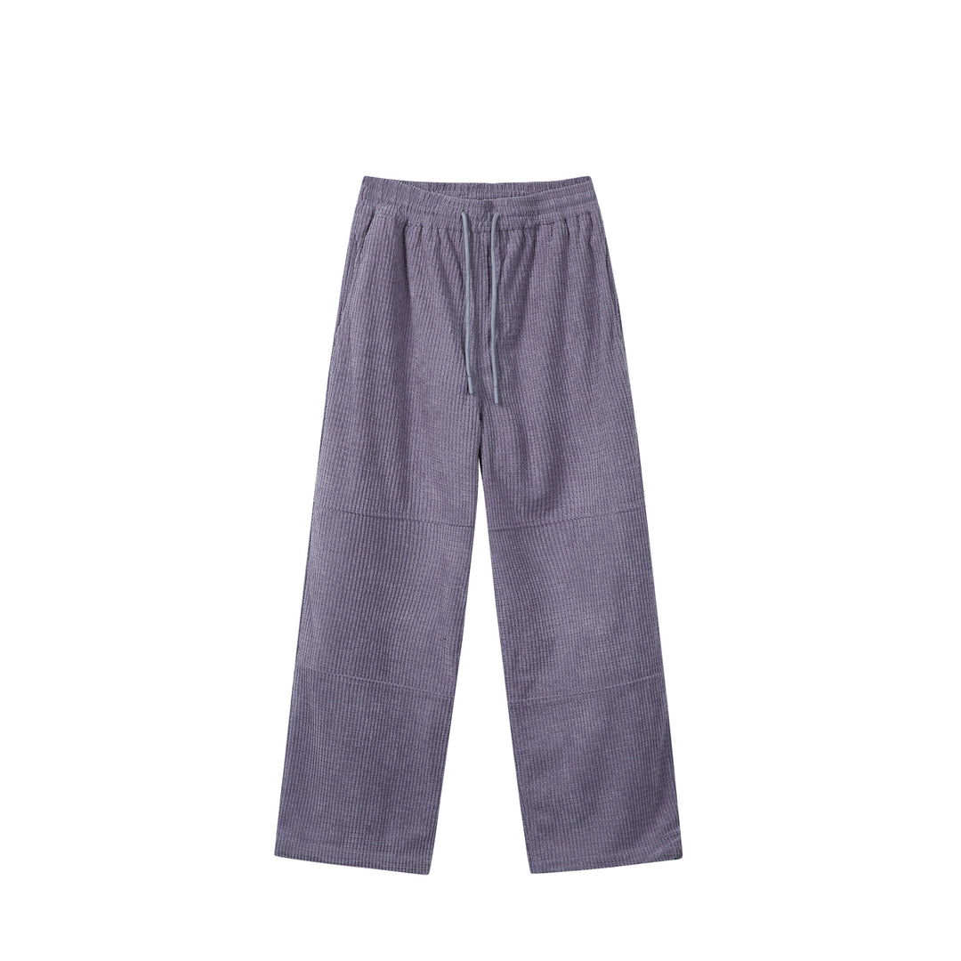 Damen Waffelstrick-Loungehose mit weitem Bein, elastischem Bund und Tunnelzug Drune
