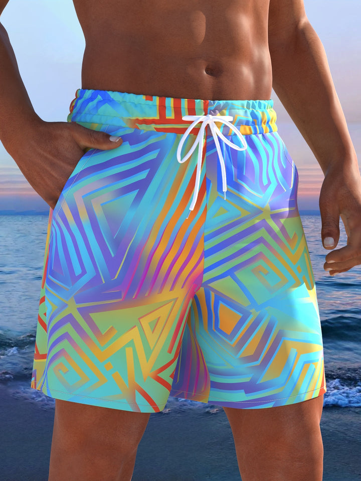 Herren Badeshorts mit animalischem Muster und elastischem Bund Drune