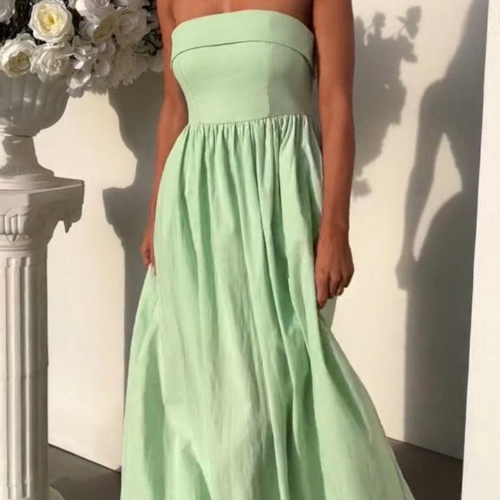 Damen Elegantes Bustier-Maxikleid mit fließendem Rock Drune