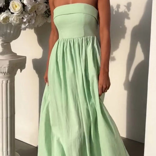 Damen Elegantes Bustier-Maxikleid mit fließendem Rock Drune