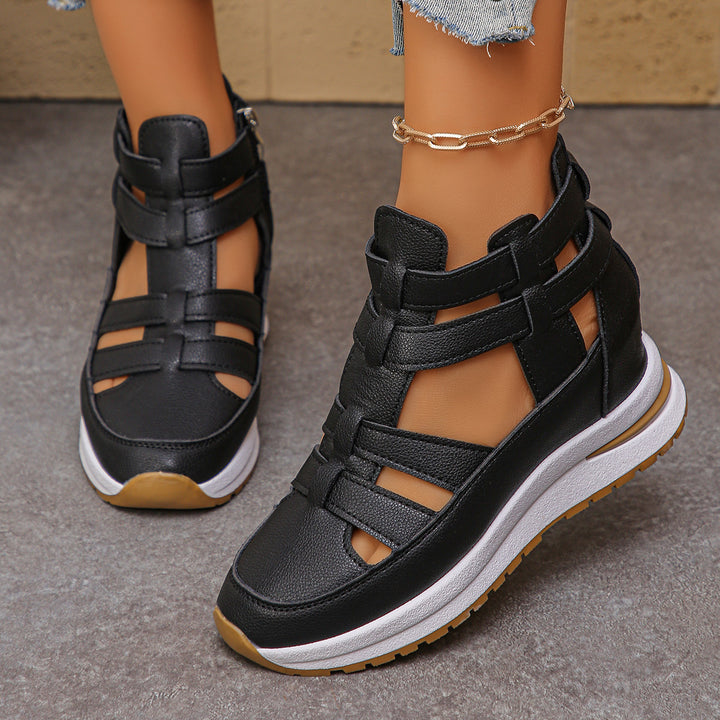 Damen Sportliche Plateau-Sandale mit geflochtenem Riemen und dämpfender Profilsohle Drune