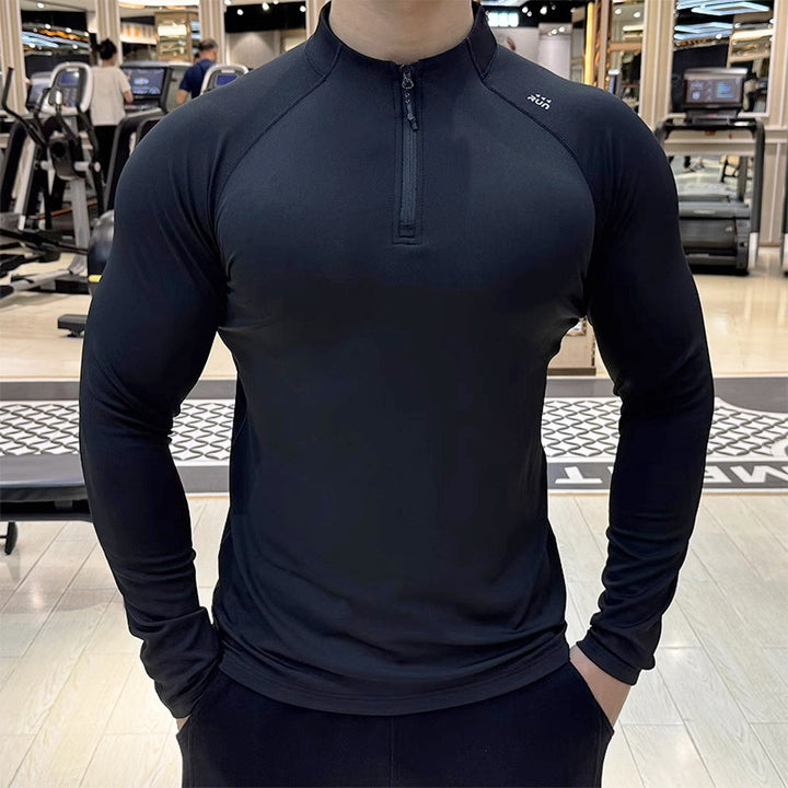 Herren Sportliches Langarmshirt mit Reißverschluss Drune