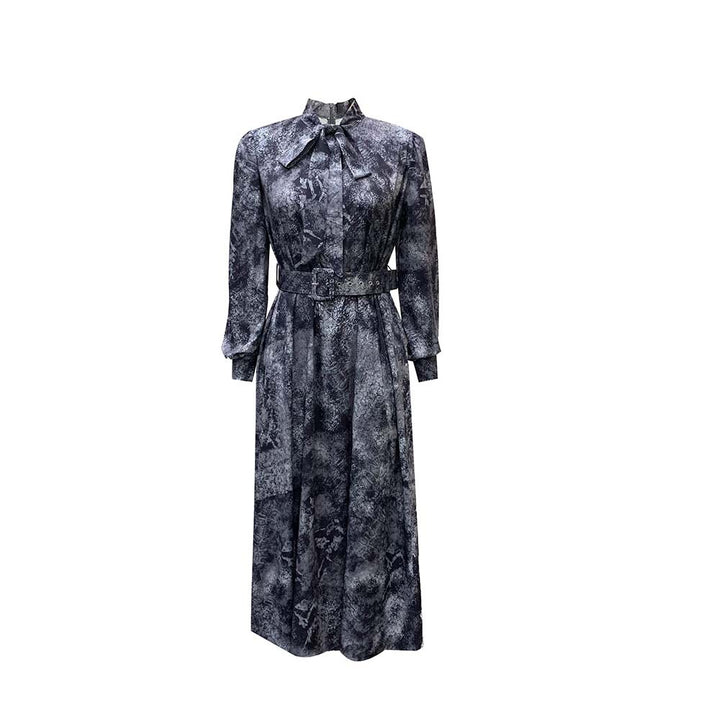 Damen Midi-Kleid mit eleganter Schleife und moderner Gürtelakzentuierung Drune