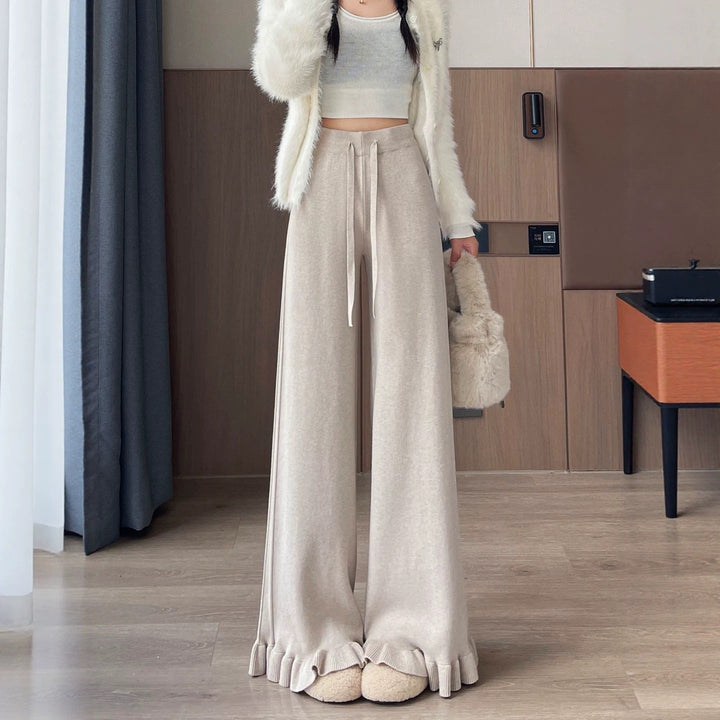 Damen Elegante, weiche Lounge-Hose mit Rüschenabschluss Drune