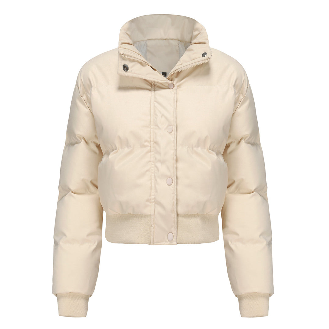 Damen nan kurze wattierte Steppjacke mit hohem Stehkragen und Rippbündchen Drune