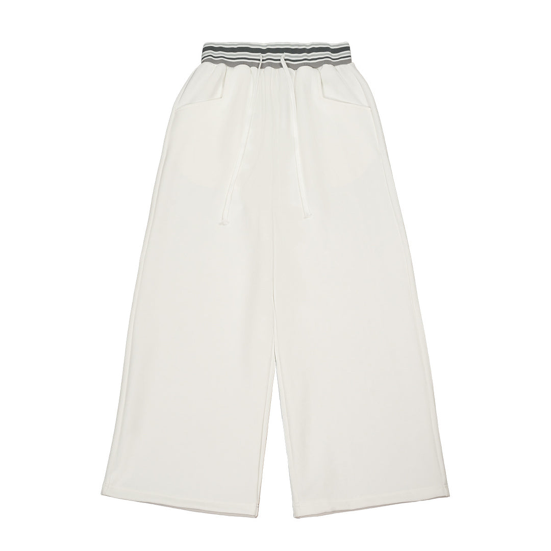 Damen Weite Culotte-Sweathose mit hohem Bund und gestreiftem Rippbündchen Drune