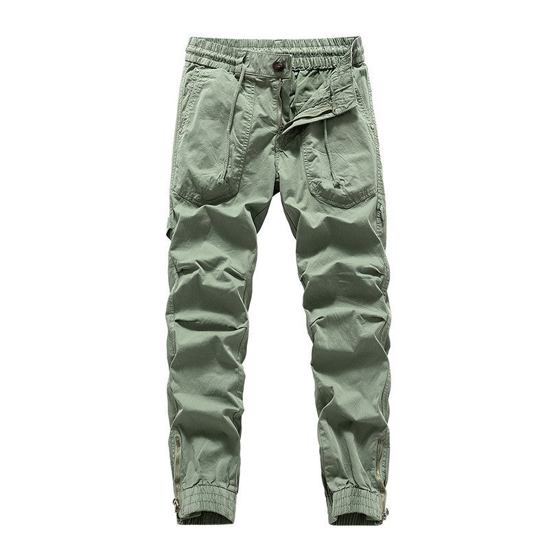 Herren Outdoor-Arbeitshose im Joggerstil mit elastischem Komfortbund, aufgesetzten Rundtaschen und Knöchelreißverschluss Drune