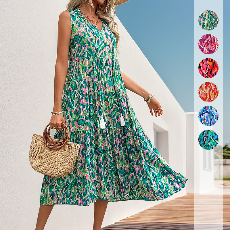 Damen Maxikleid mit Rüschendetails und floralem Muster Drune