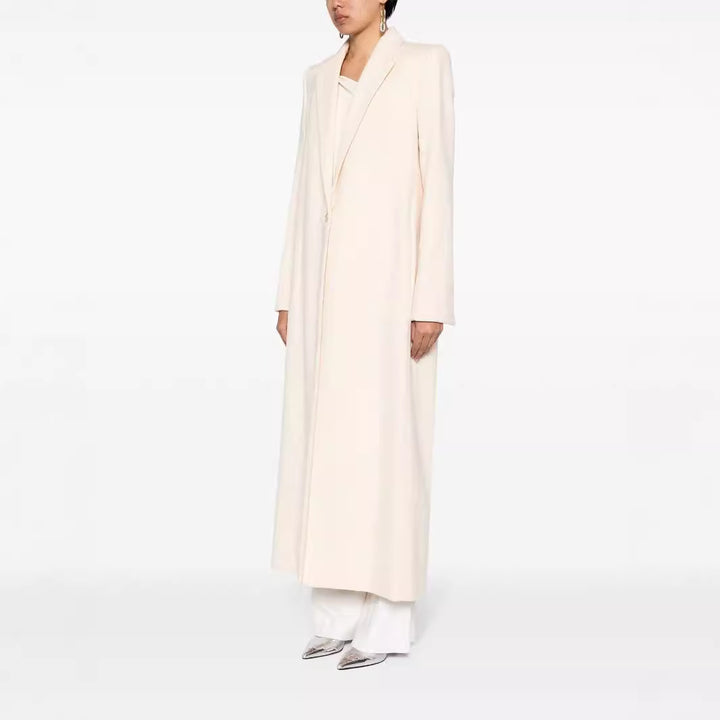 Damen Longline Wollmantel mit Ein-Knopf-Verschluss und tailliertem Revers Drune
