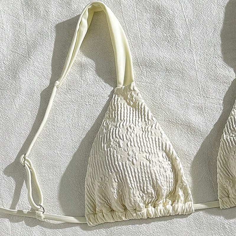 Damen Triangel-Bikini mit strukturiertem Oberteil und hochgeschnittenem Slip Drune