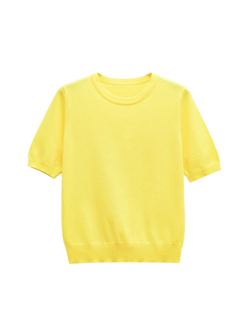 Damen Kurzarm Stricktop Drune