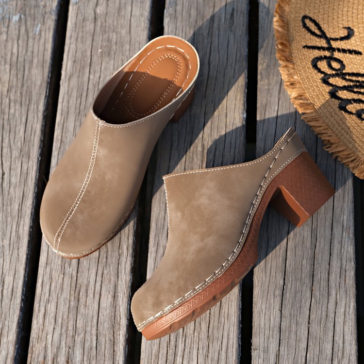 Damen Komfortable Clogs mit blockförmigem Absatz Drune
