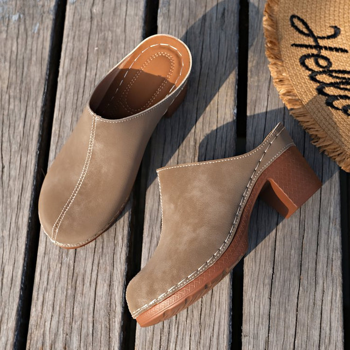 Damen Komfortable Clogs mit blockförmigem Absatz Drune