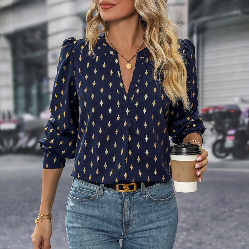 Damen Elegante Bluse mit geometrischem Muster Drune