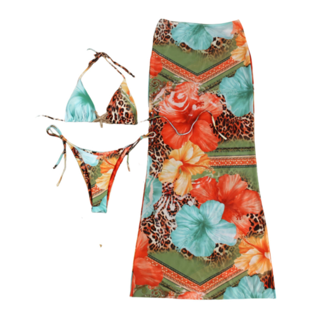 Damen Bikini-Set mit floralem Design und umschmeichelndem Cover-Up Drune