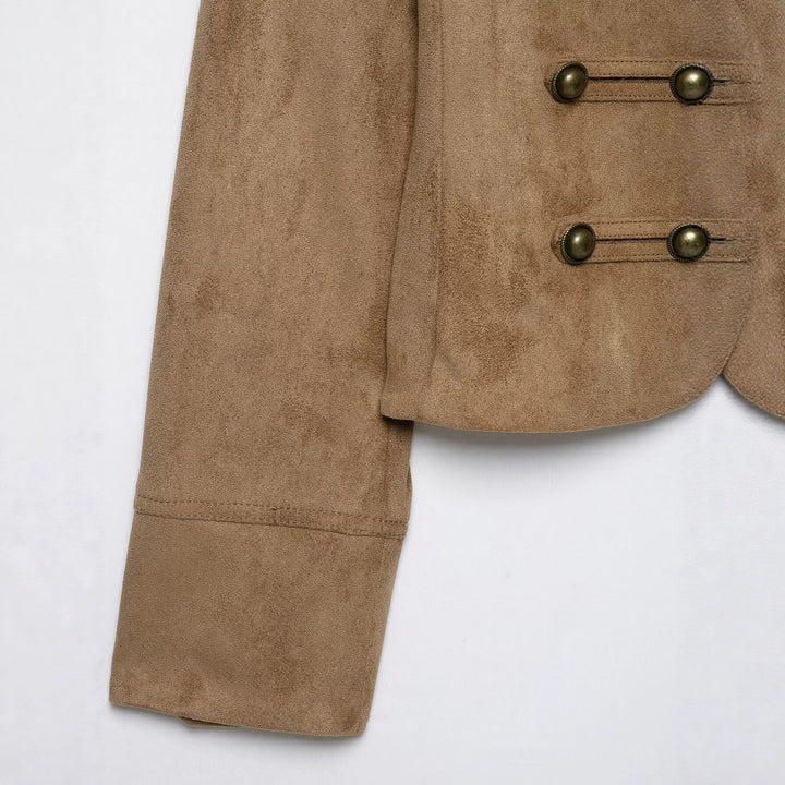 Damen Kavallerie-Bolero in Velourslederoptik mit dekorischer Knopfreihe Drune