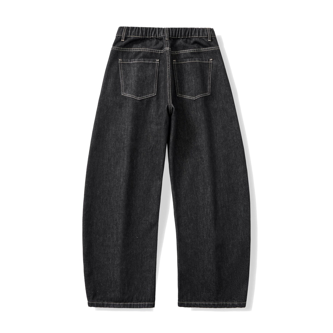 Damen Weite hochgeschnittene Cropped-Jeans aus Raw-Denim mit klassischem Taschen-Design Drune