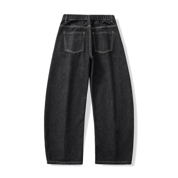 Damen Weite hochgeschnittene Cropped-Jeans aus Raw-Denim mit klassischem Taschen-Design Drune