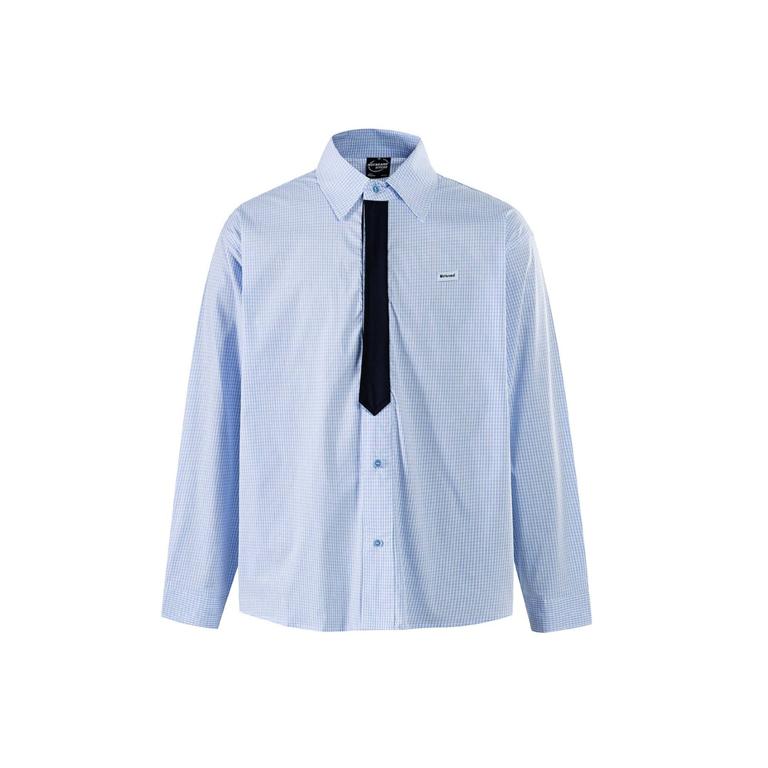 Herren Kariertes Oversize-Hemd mit verdeckter Knopfleiste und kontrastierter Blende Drune