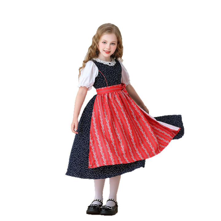 Damen nan traditionelles Dirndlkleid für Mädchen mit abnehmbarer Schürze Drune