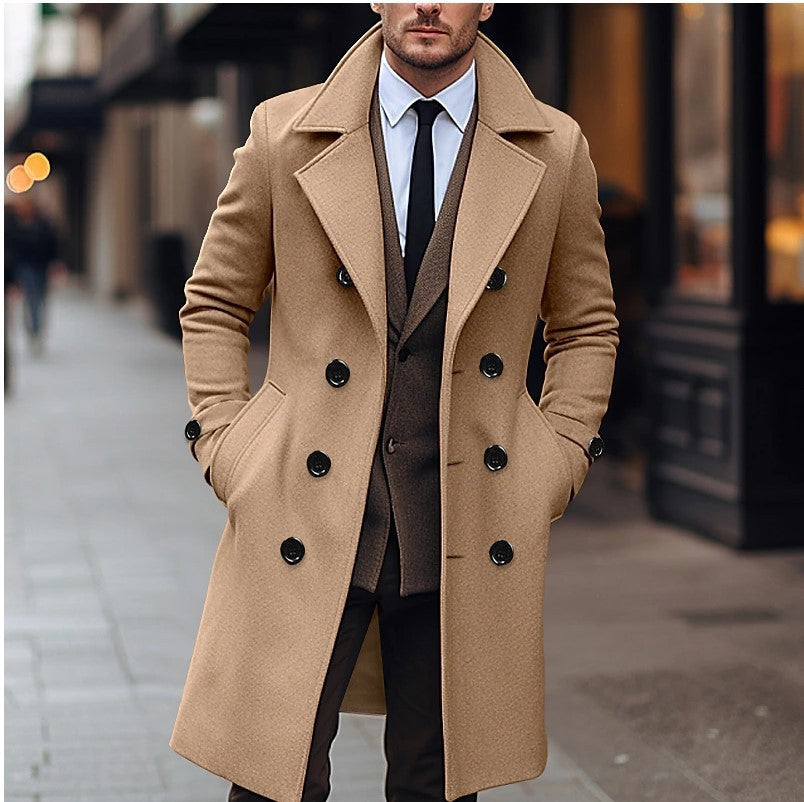 Herren doppelreihiger Wollmantel mit klassischem Schnitt und eleganten Details Drune
