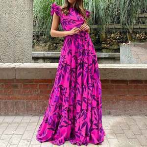 Damen Maxikleid mit Rüschendetails und floralem Design Drune