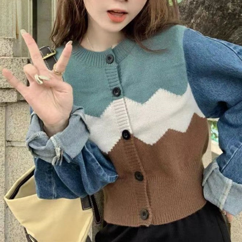 Damen Trendige Strickjacke mit modernen Farbakzenten Drune