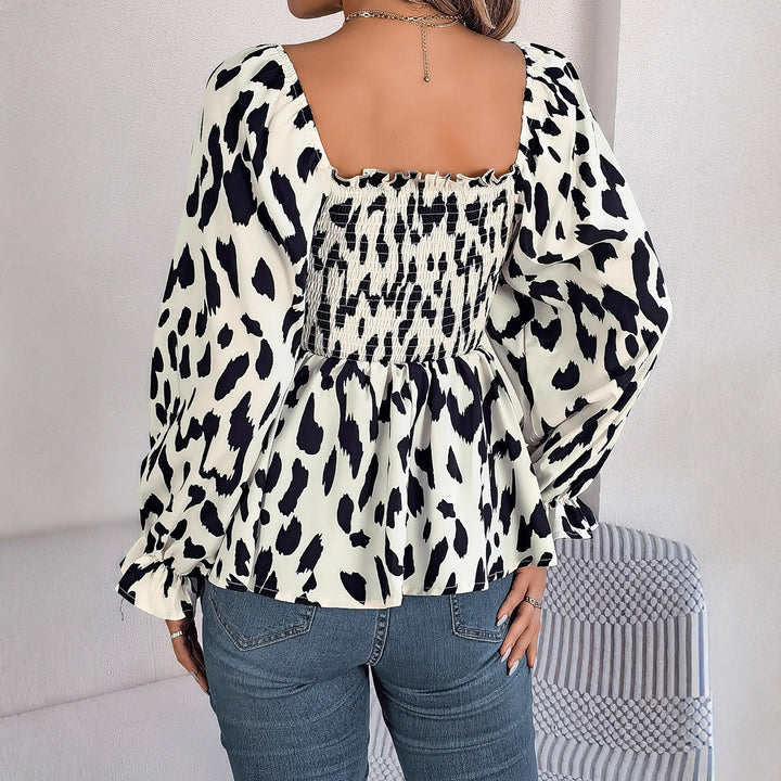 Damen Spitzen Bluse mit Bischofsärmeln und gekräuseltem Oberteil Drune