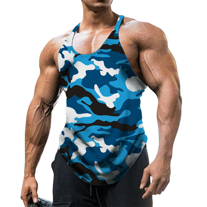 Herren ärmelloses Fitnessshirt im modernen Camouflage-Design Drune