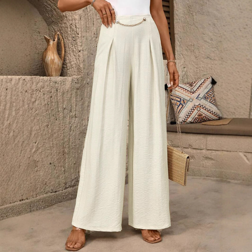 Damen Weit geschnittene Palazzo-Hose mit eleganter Faltenlegung Drune