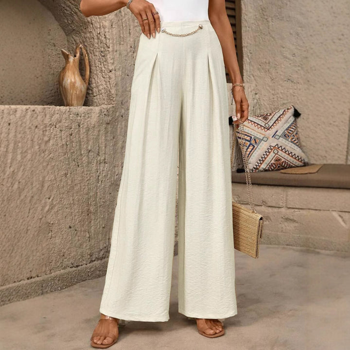Damen Weit geschnittene Palazzo-Hose mit eleganter Faltenlegung Drune