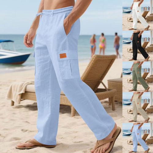 Herren nan maritime Strand-Cargohose im Relaxschnitt mit elastischem Tunnelzugbund Drune
