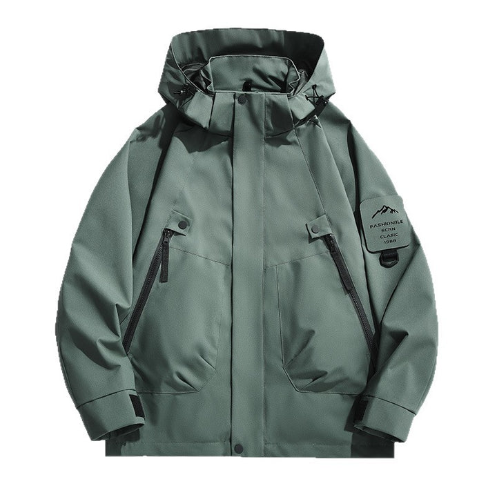 Herren Wasserdichte Utility-Softshelljacke mit Kapuze, schräge Reißverschlusstaschen & verstellbaren Ärmelriegeln Drune