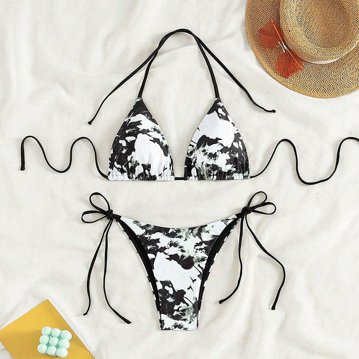 Damen Triangel Bikini mit verstellbaren Bindebändern und raffiniertem Rüschendesign Drune
