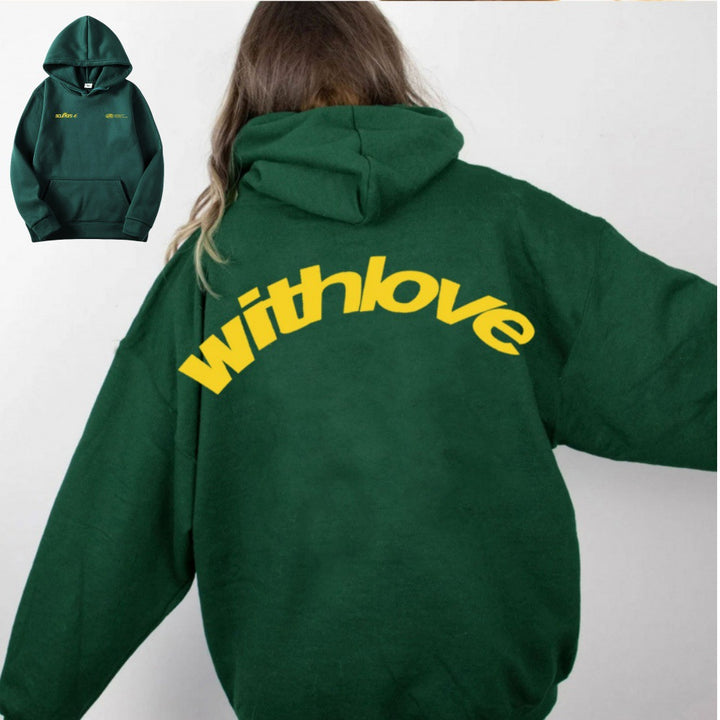 Unisex nan oversized Kapuzenpullover mit großflächigem Rückenprint, Kängurutasche und gerippten Bündchen Drune
