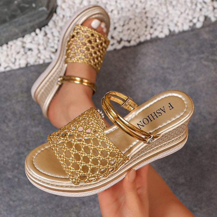 Damen modische Keil-Sandalen mit Netzdesign Drune