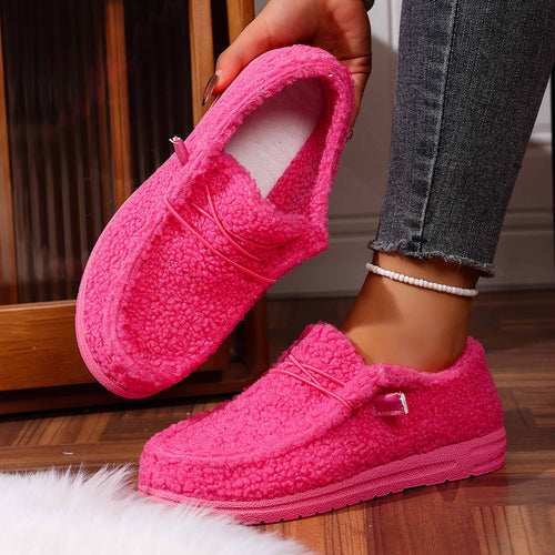 Damen Gefütterte Teddy-Fleece‑Hausschuhe mit gepolstertem Komfortfußbett und rutschfester Gummisohle Drune