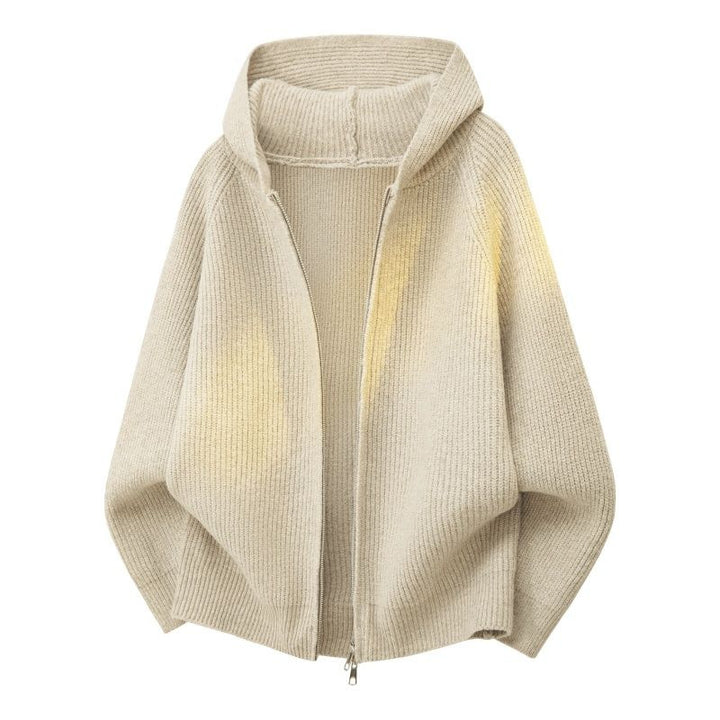Damen Oversize Strick‑Kapuzencardigan mit durchgehendem Reißverschluss Drune