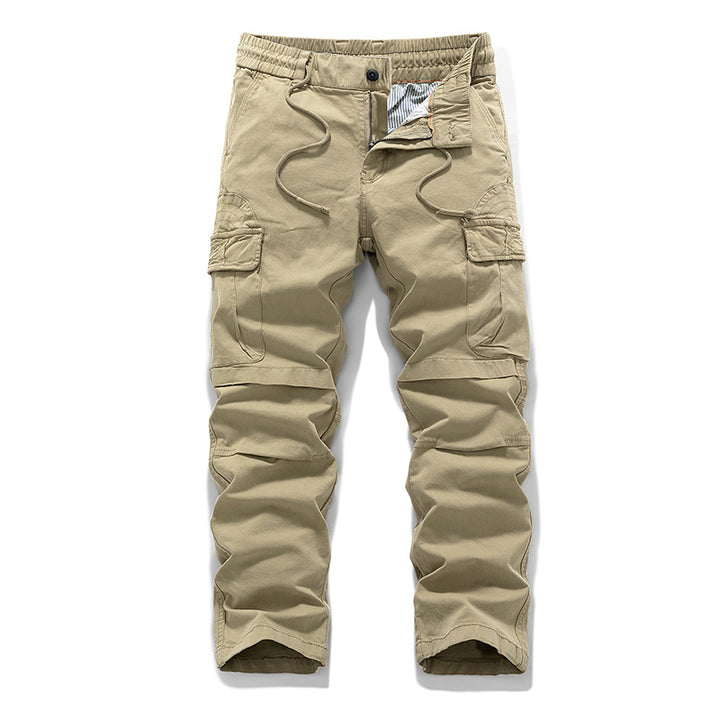 Herren Baumwoll-Canvas Cargo-Hose mit elastischem Tunnelzugbund, Kniepaneelen und Mehrfachtaschen Drune