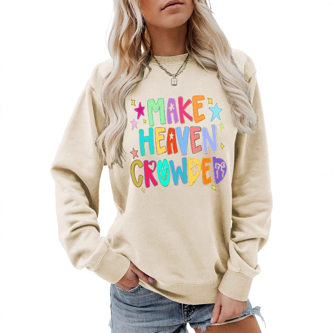 Damen Sweatshirt mit buntem Motiv und verspieltem Schriftzug Drune