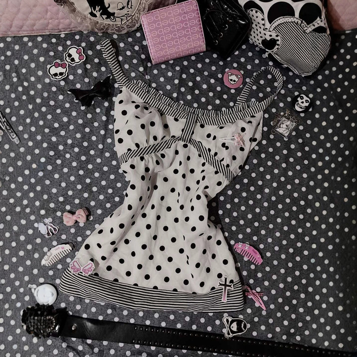 Damen Charmantes Polka-Dots Top Drune