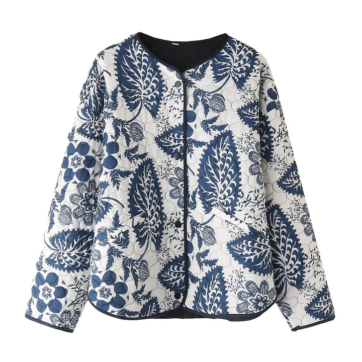 Damen nan gesteppte Kurzjacke im Kimono-Look mit floralem Steppmuster Drune