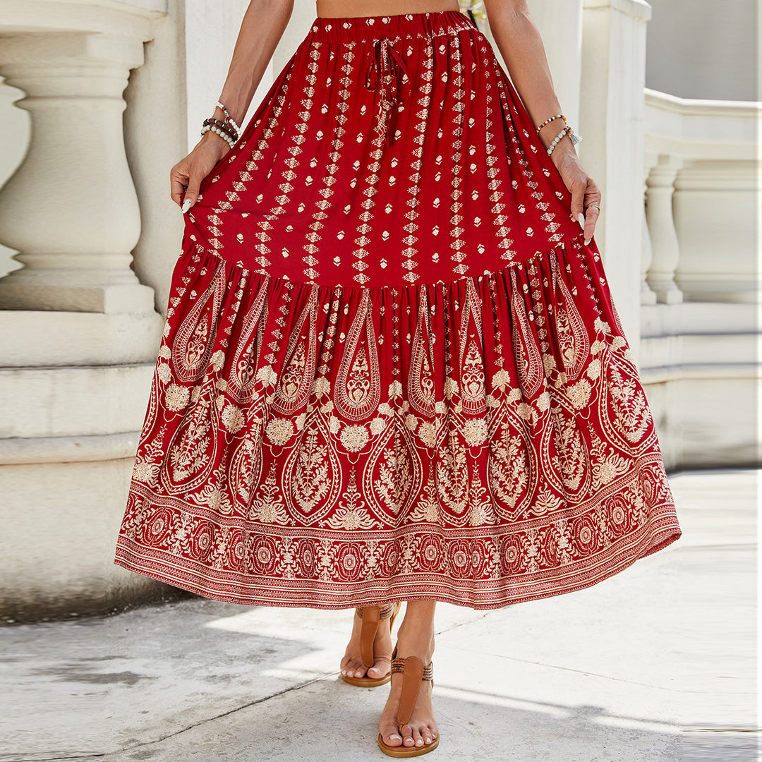 Damen Maxi-Rock mit elegantem Paisley-Design und fließendem Schnitt Drune