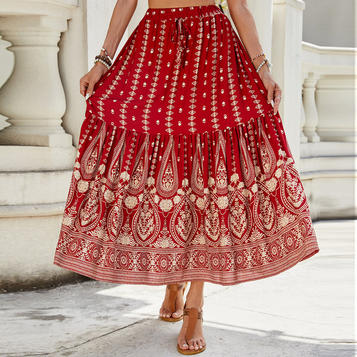 Damen Maxi-Rock mit elegantem Paisley-Design und fließendem Schnitt Drune