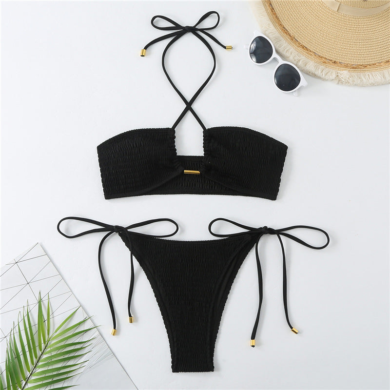 Damen Bandeau-Bikini mit modischem Rüschen-Design und innovativer Schnittführung Drune