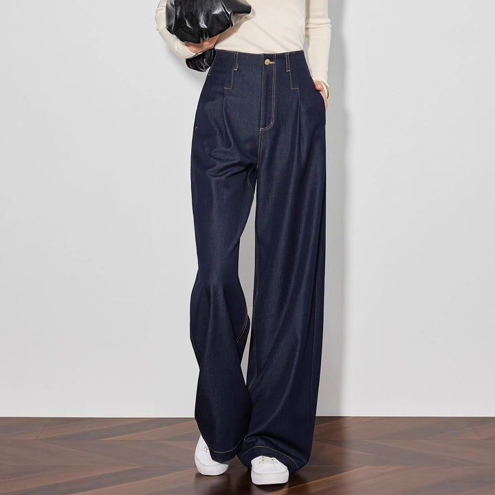 Damen Elegante Hohe Taillierte Wide-Leg Jeans Drune