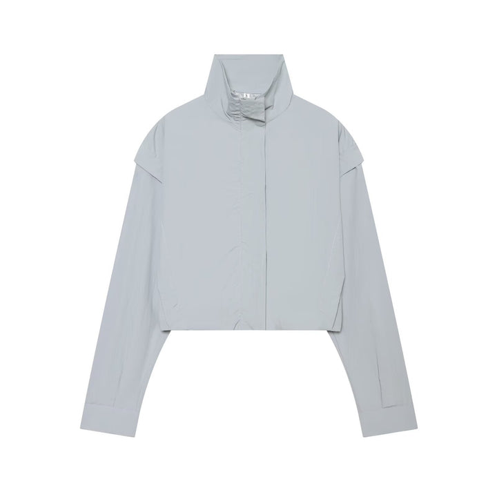 Damen Kurze funktionale Windjacke mit hohem Stehkragen und verdeckter Reißverschluss Drune
