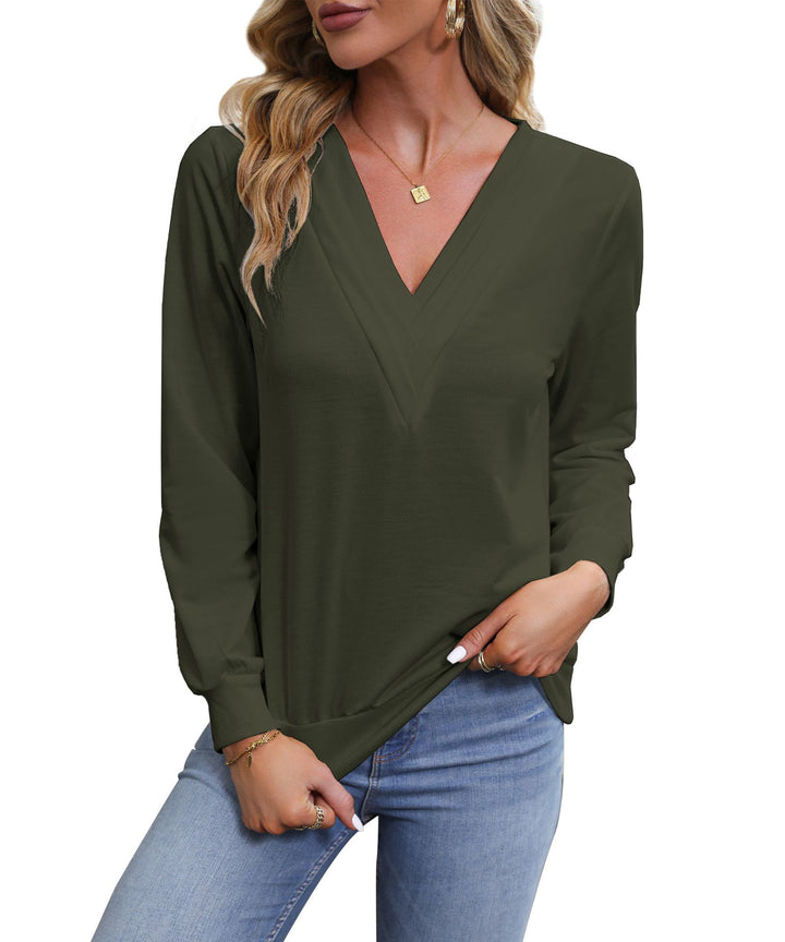 Damen V‑Ausschnitt Longsleeve aus feinem Stretch‑Viskosejersey mit taillierter Schnittführung Drune