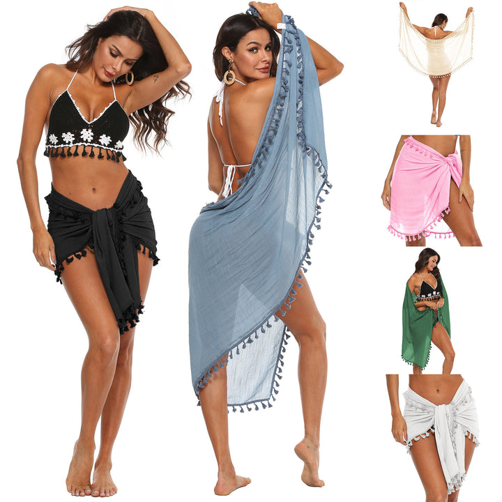 Damen luftiger Strand-Sarong mit verspielten Quasten Drune